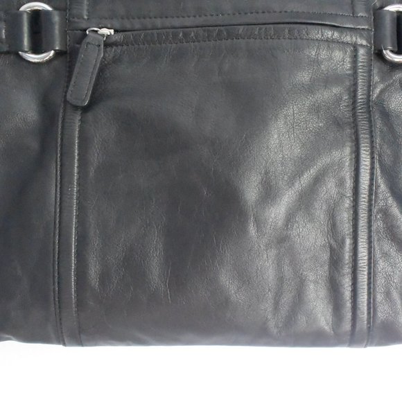 Large Calvin Klein Black Leather Tote Handbag Gently Used VG Condition - Picture 4 of 16